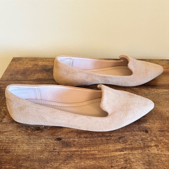 New MUSSHOE Women's Beige Pointed Toe Slip-On Flats Size 8.5 Suede Like - Picture 5 of 9